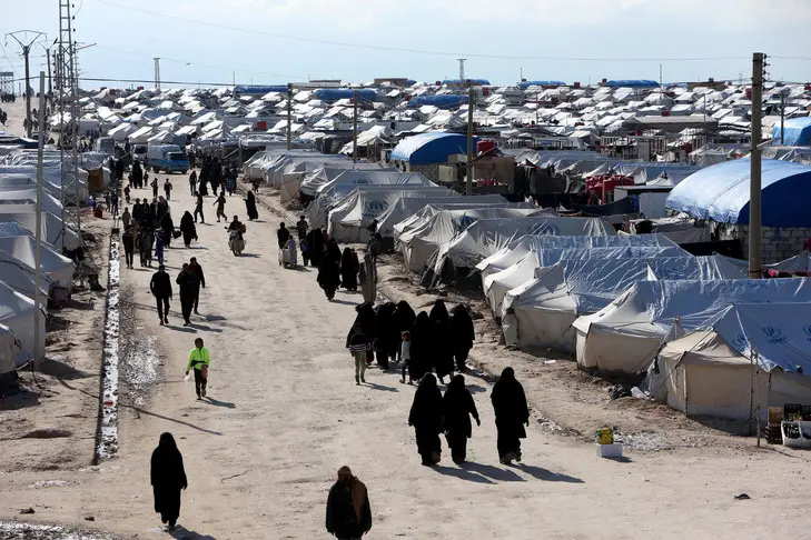Le gigantesque camp de réfugiés d’Al-Hol, à quelques dizaines de kilomètre d’Hassaké. © ALI HASHISHO/REUTERS