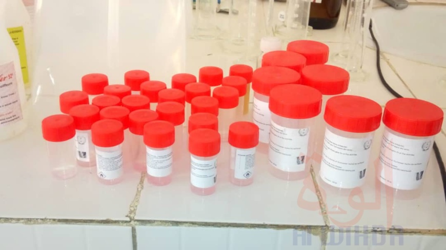 Tchad - Covid-19 : à Abéché, ils lancent la fabrication de lotions hydroalcooliques. © Abba Issa/Alwihda Info Tchad - Covid-19 : à Abéché, ils lancent la fabrication de lotions hydroalcooliques. © Abba Issa/Alwihda Info