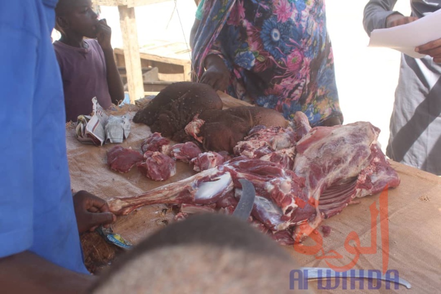 Un vendeur de viande dans un marché de N'Djamena. © Ben Kadabio/Alwihda Info