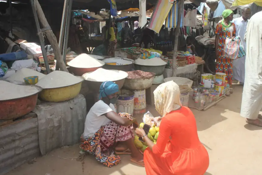 Une vendeuse de denrées alimentaires devant son étal dans un marché de N'Djamena. © Ben Kadabio/Alwihda Info