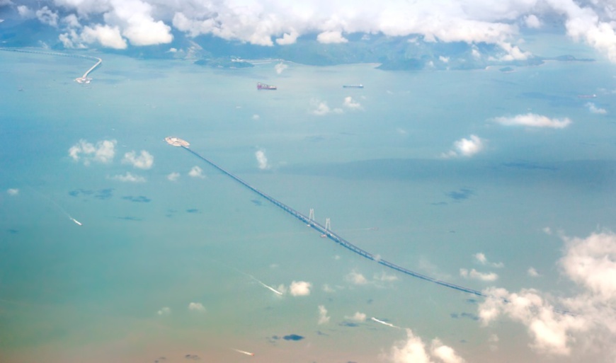 An aerial view of the HZM Bridge. (Photo/People’s Daily Online)