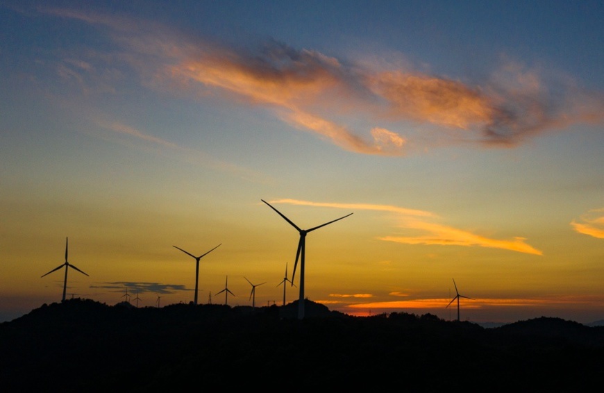 Photo taken on August 1 shows a wind farm in Jiujiang, East China’s Jiangxi Province. Photo by Fu Jianbin/People’s Daily Online