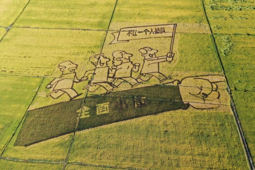 Photo shows a unique pattern in a demonstration rice field in Qapqal Xibe Autonomous County, northwest China's Xinjiang Uygur Autonomous Region, Sept. 25. Photo by Cai Zengle, People's Daily Online Photo shows a unique pattern in a demonstration rice field in Qapqal Xibe Autonomous County, northwest China's Xinjiang Uygur Autonomous Region, Sept. 25. Photo by Cai Zengle, People's Daily Online