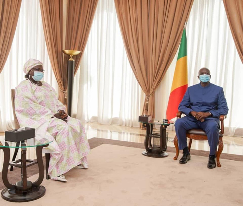 L’ambassadrice du Tchad au Mali, Mme. Kalzeube Neldikingar Madjimta reçue par le président Bah N'Daw. © PR Mali L’ambassadrice du Tchad au Mali, Mme. Kalzeube Neldikingar Madjimta reçue par le président Bah N'Daw. © PR Mali