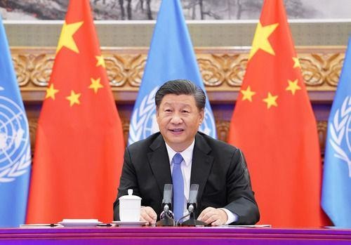 Chinese President Xi Jinping meets with UN Secretary-General Antonio Guterres via video link, Sept. 23. (Photo by Rao Aimin/Xinhua News Agency)