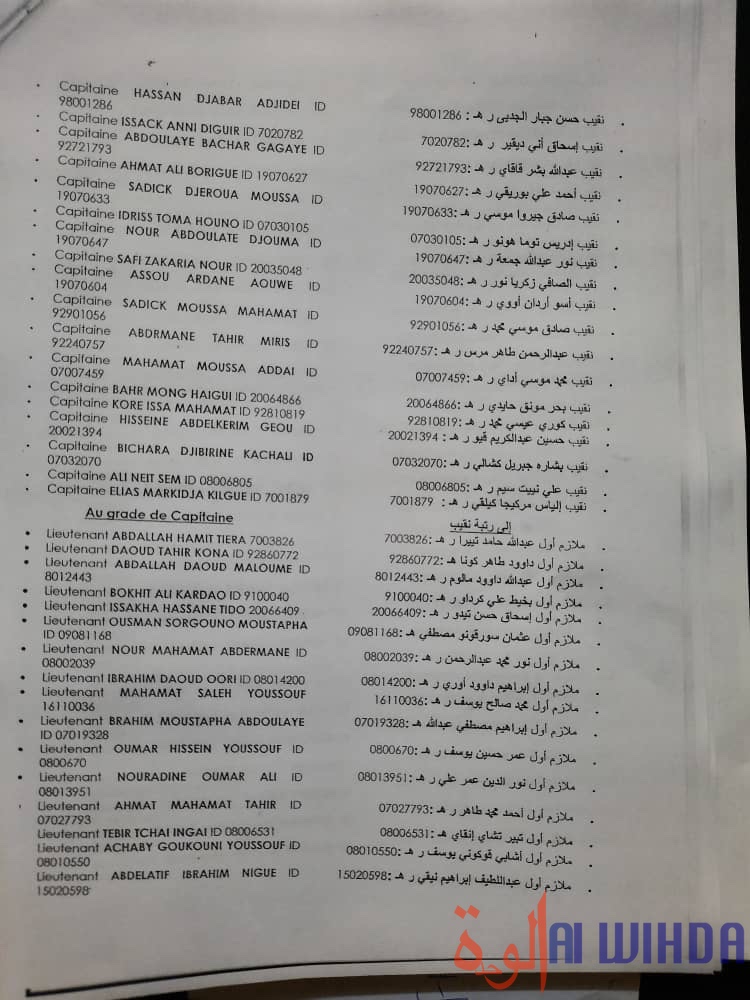 Tchad : décret de promotion de 158 officiers et sous-officiers à titre exceptionnel