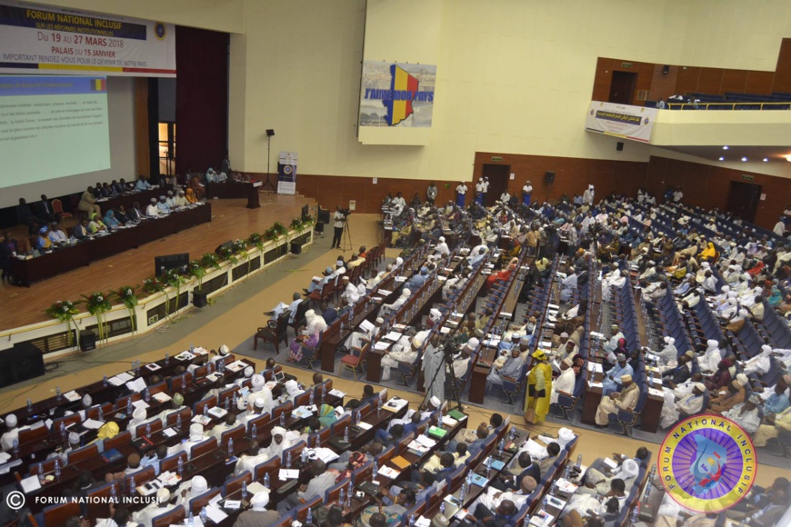 Les assises du Forum national inclusif de 2018 au Palais du 15 janvier à N'Djamena. © FNI Les assises du Forum national inclusif de 2018 au Palais du 15 janvier à N'Djamena. © FNI