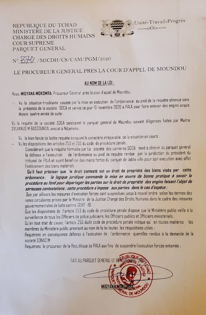 Tchad : une société dépossédée de ses engins sur son site de Baoré, elle réclame justice