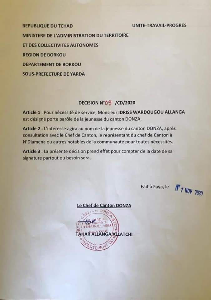 Tchad : la tribu Donza se dote d’un porte-parole pour défendre l’intérêt de sa jeunesse