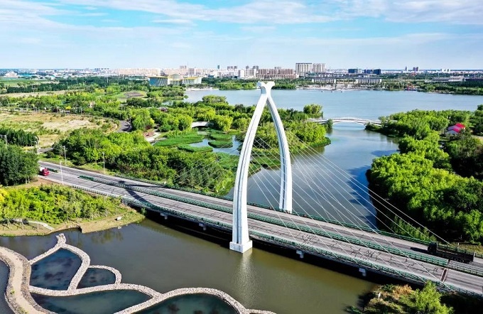 Photo shows a city view of Baicheng, northeast China's Jilin province. Photo courtesy of the municipal government of Baicheng