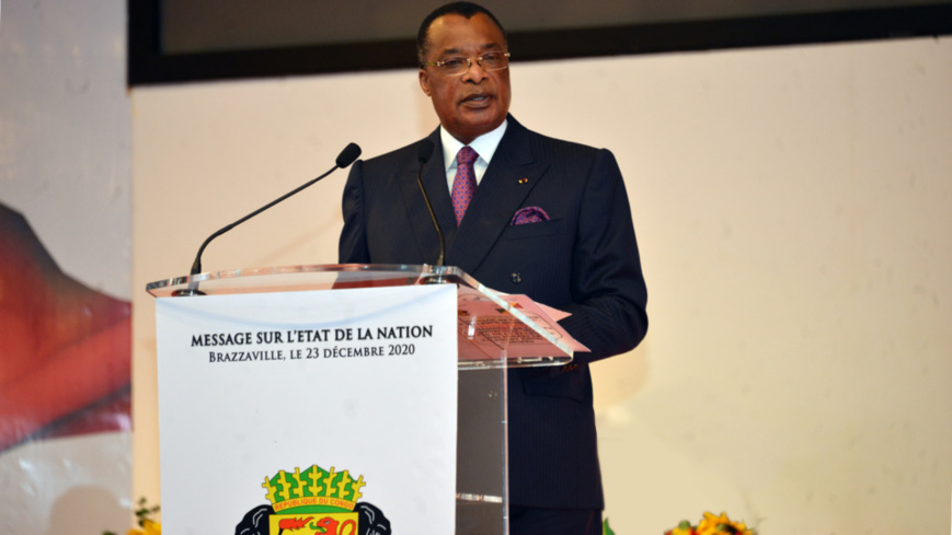 Denis Sassou N'Guesso devant le parlement réuni en congrès.