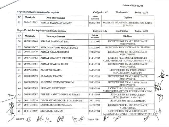 Tchad : intégration de 124 lauréats à la fonction publique