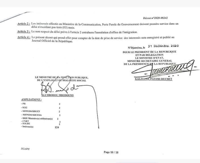 Tchad : intégration de 124 lauréats à la fonction publique Tchad : intégration de 124 lauréats à la fonction publique