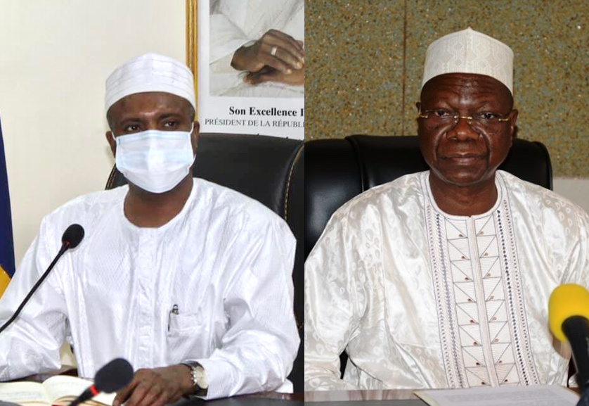 Le ministre de la Santé publique Dr. Abdoulaye Sabre Fadoul (gauche) et le coordonnateur de l'action gouvernementale Kalzeubé Payimi Deubet.