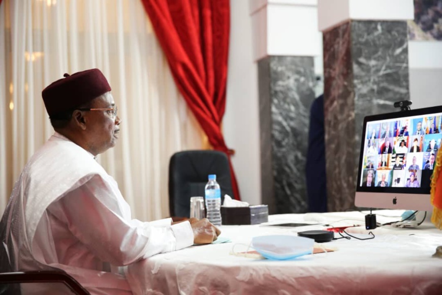 Issoufou Mahamadou, a participé, mercredi après-midi, 6 janvier 2021, à une session du Conseil de Sécurité des Nations Unies. © PR