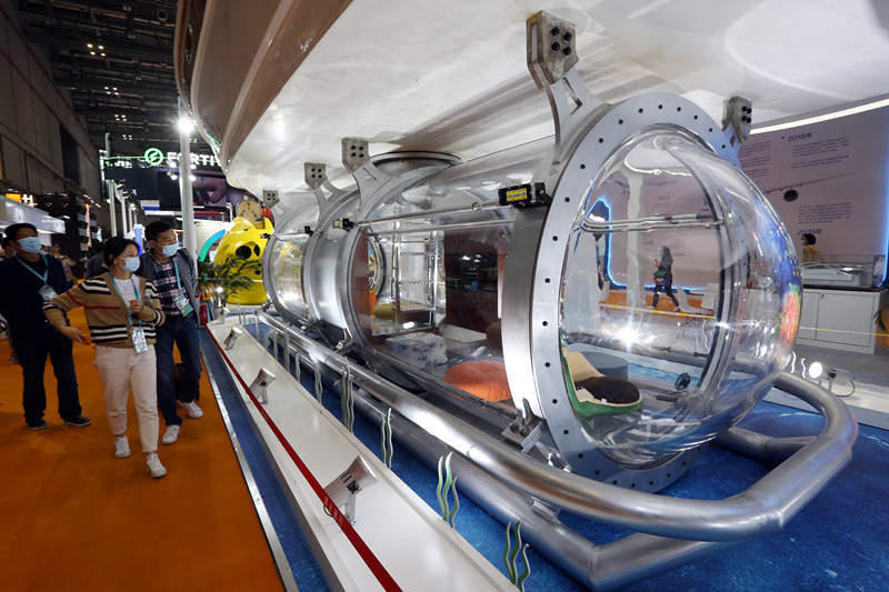 Photo shows a multi-function yacht from Finland exhibited during the third China International Import Expo, which was held in the National Exhibition and Convention Center (Shanghai) from Nov. 5 to 10, 2020. (Photo by Hu Lingxiang/People's Daily Online)