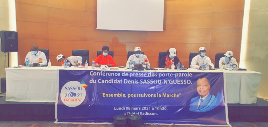 Une vue des porte-parole du candidat Denis Sassou N'Guesso Une vue des porte-parole du candidat Denis Sassou N'Guesso