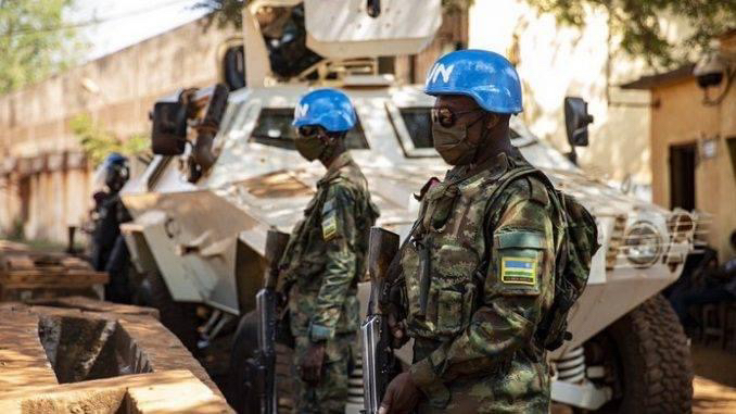 Des soldats rwandais de la MINUSCA. Illustration © MINUSCA Des soldats rwandais de la MINUSCA. Illustration © MINUSCA