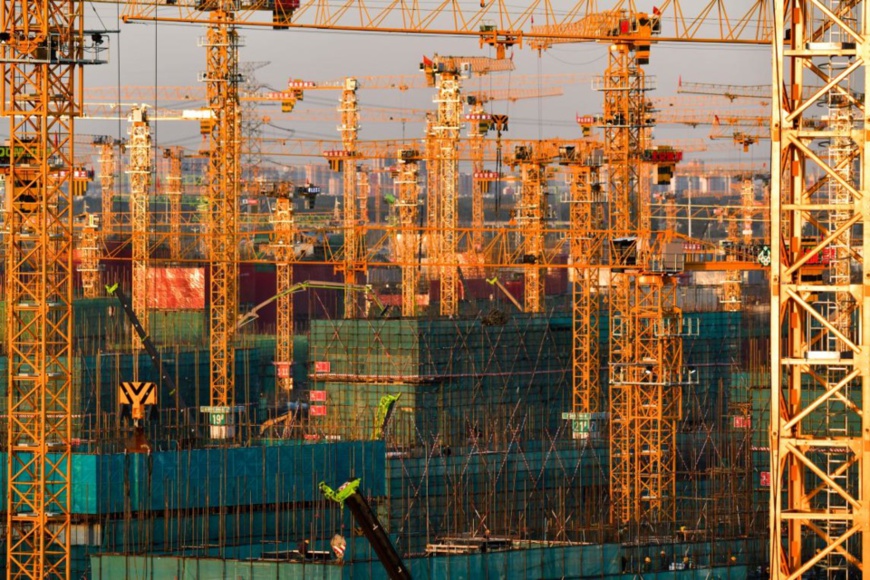 Photo taken on Oct. 4, 2020 shows a construction site in Xiongan New Area, north China’s Hebei Province. (Photo by Liu Shuaiye/People’s Daily Online)