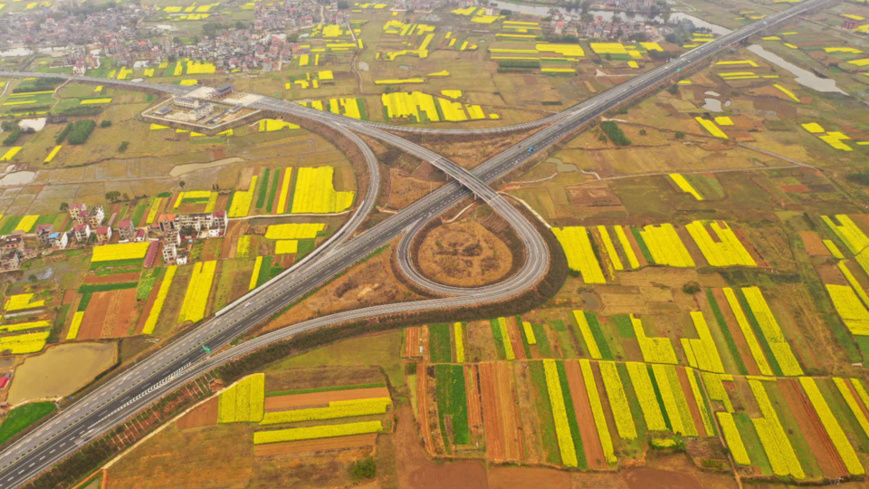 Guangchang – Ji'an expressway forms a splendid picture with surrounding rape flowers in Taihe County, Ji'an, east China's Jiangxi Province, Feb. 27. (Photo by Deng Heping/People's Daily Online) Guangchang – Ji'an expressway forms a splendid picture with surrounding rape flowers in Taihe County, Ji'an, east China's Jiangxi Province, Feb. 27. (Photo by Deng Heping/People's Daily Online)