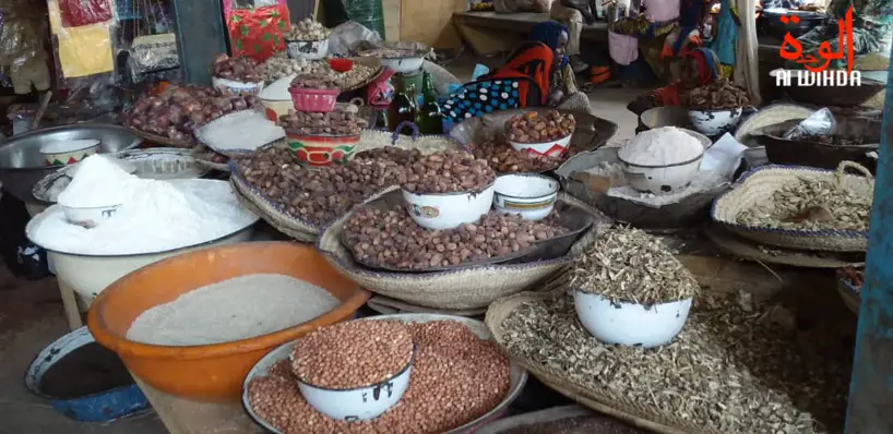 Des denrées alimentaires au marché d'Ati. Illustration © Hassan Djidda/Alwihda Info