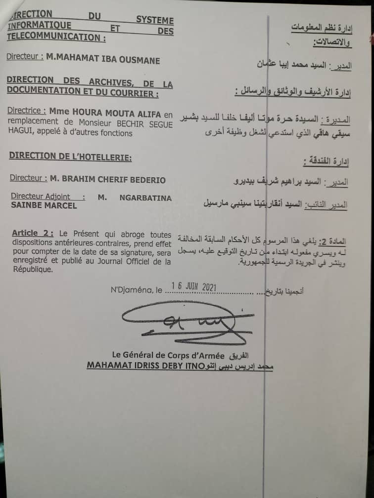 Tchad : nominations à la Présidence de la République