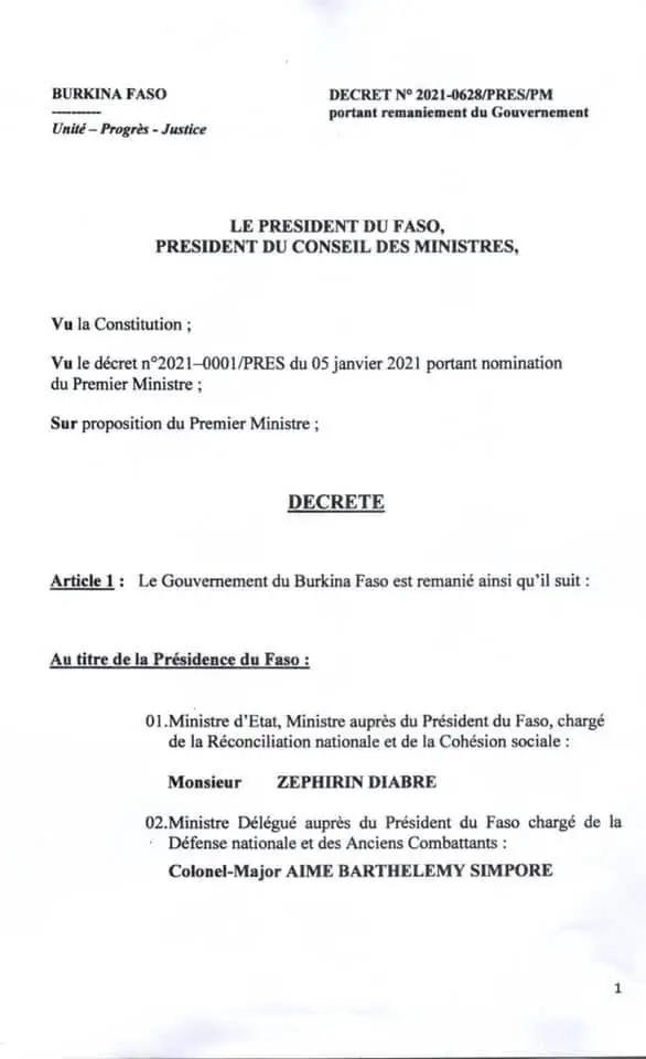 Burkina Faso : le président assume désormais les fonctions de ministre de la défense