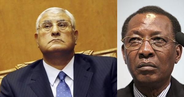 Adly Mansour (gauche) et Idriss Déby (droite). Crédits photos : Sources