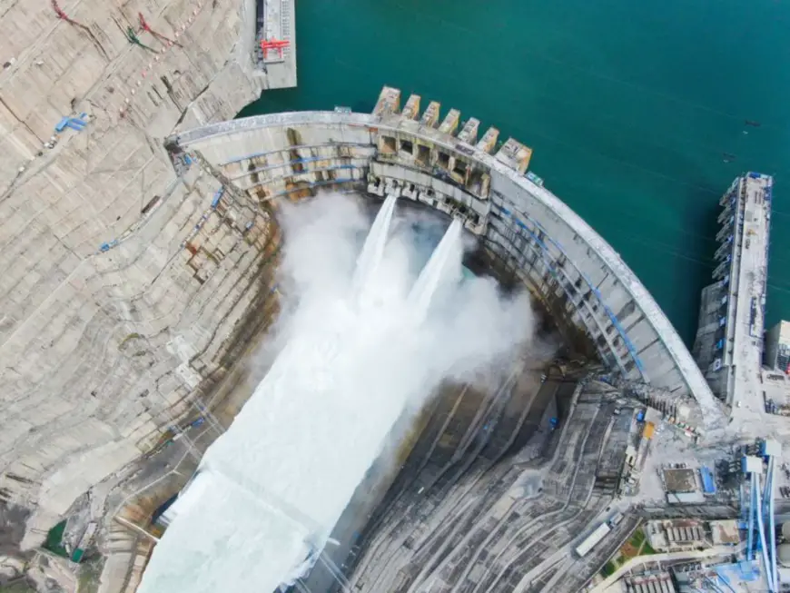 Photo shows Baihetan hydropower station in southwest China. (Photo by Li Faxing/People’s Daily Online)