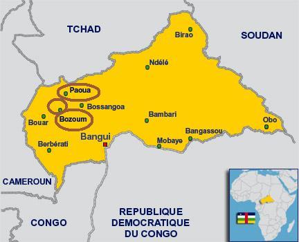 Carte de la Centrafrique. Crédits photos : Sources