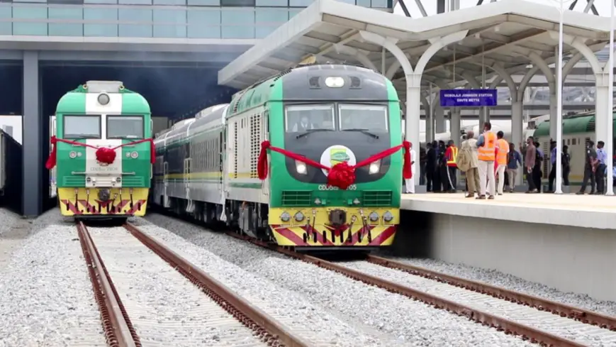 A ceremony is held to mark the operation of the Lagos-Ibadan railway in Nigeria constructed by China Civil Engineering Construction Corporation (CCECC), June 10, 2021. (Photo by CCECC)