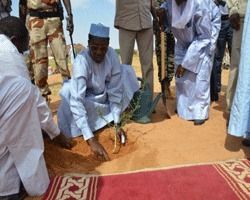 Le chef de l'Etat plante un arbre à l'occasion de la semaine nationale de l'arbre. Tchad. Crédit photo : présidencetchad