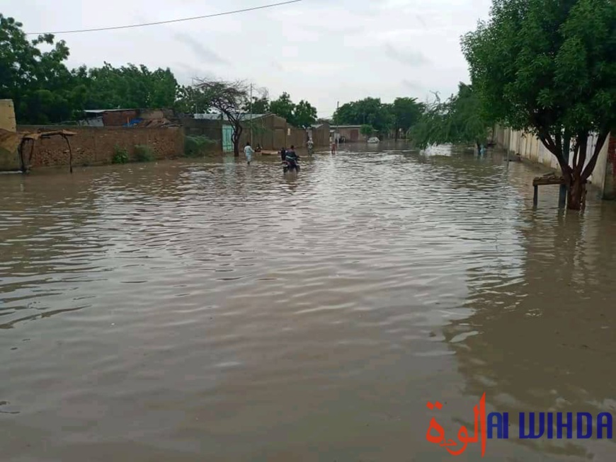 Des inondations après une forte pluie à N'Djamena le 22 juillet 2021. © Mahamat Issa Gadaya/Alwihda Info