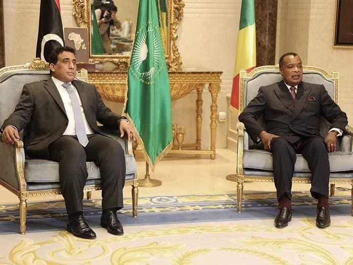 Denis Sassou N'Guesso et Mohamed el-Menfi. Denis Sassou N'Guesso et Mohamed el-Menfi.