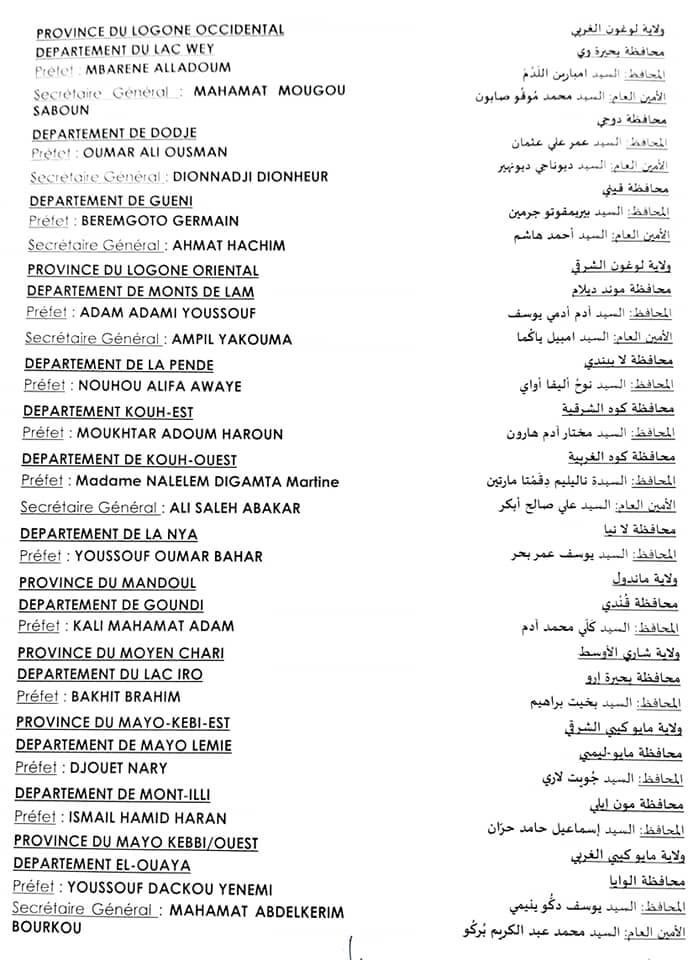 Tchad : le président du CMT nomme 52 préfets