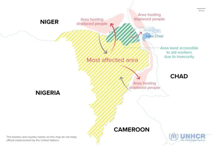 Zone détaillée de la crise du bassin du lac Tchad © UNHCR