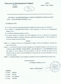 Centrafrique : Le PDI victime d'un "coup de canif" Centrafrique : Le PDI victime d'un "coup de canif"
