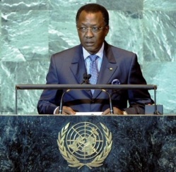 Le chef de l'Etat tchadien, Idriss Déby lors de son discours à la tribune de l'ONU. New-York. 27 septembre 2013. Credit photo : Sources Le chef de l'Etat tchadien, Idriss Déby lors de son discours à la tribune de l'ONU. New-York. 27 septembre 2013. Credit photo : Sources