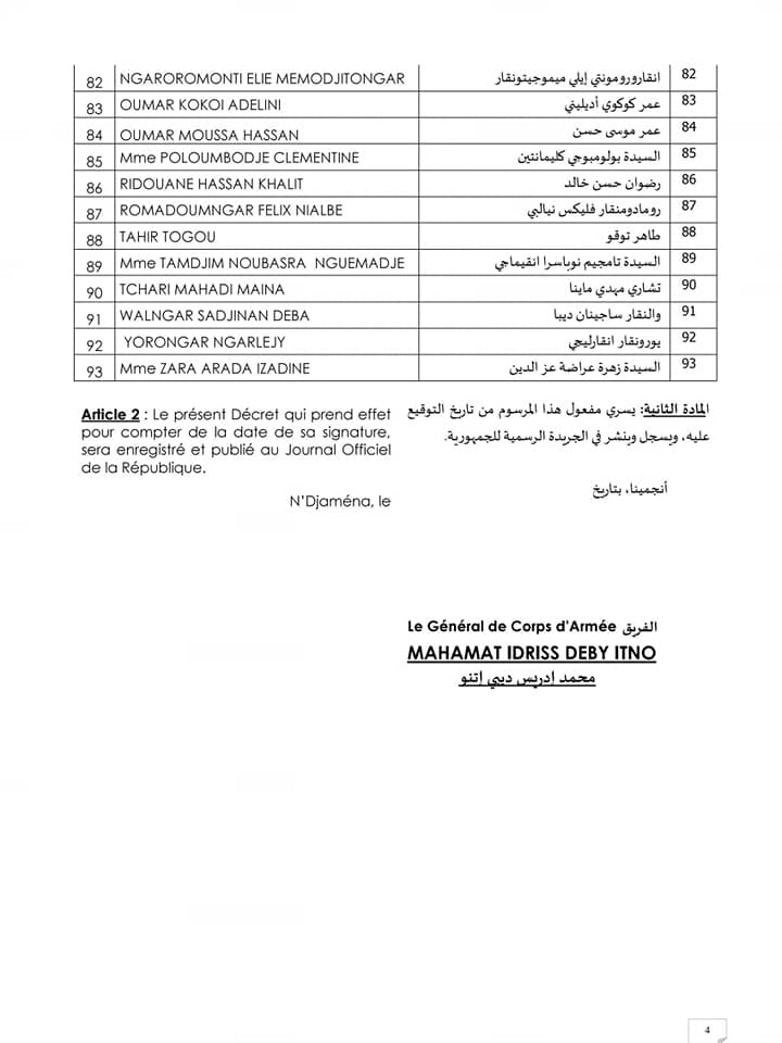 Tchad : 33% de femmes et 67% d'hommes au Conseil national de transition