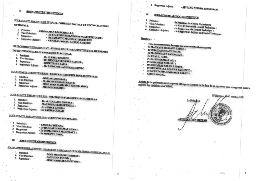 Tchad : 42 experts pluridisciplinaires désignés en vue du dialogue national inclusif Tchad : 42 experts pluridisciplinaires désignés en vue du dialogue national inclusif