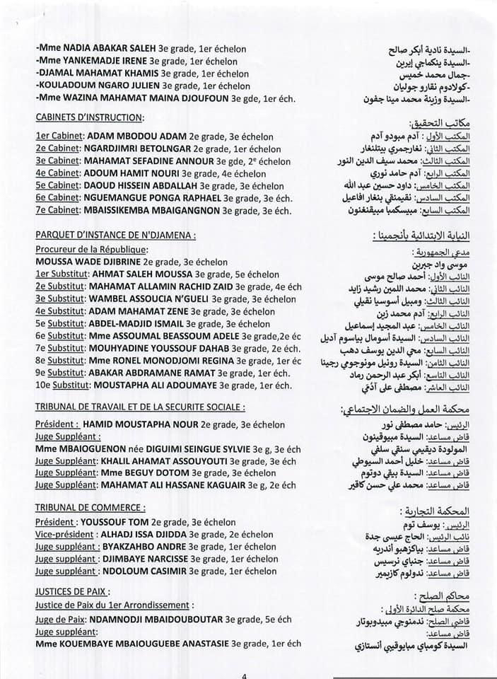 Tchad : vague de nominations dans les différentes juridictions Tchad : vague de nominations dans les différentes juridictions