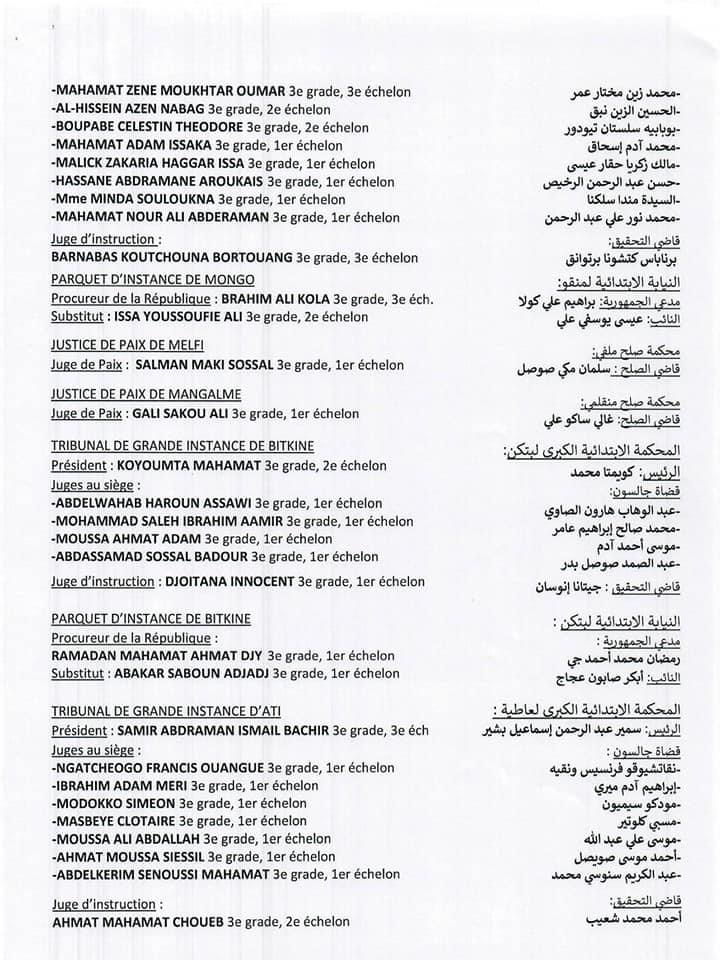 Tchad : vague de nominations dans les différentes juridictions Tchad : vague de nominations dans les différentes juridictions
