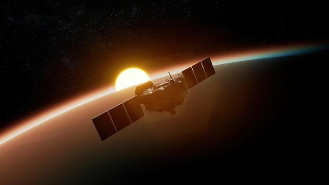 A mimic diagram of the orbiter of China’s Tianwen-1 Mars mission experiencing a sun outage. (Photo/Courtesy of Shanghai Academy of Spaceflight Technology under the China Aerospace Science and Technology Corporation)