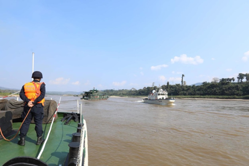 The 78th Mekong River joint patrol led by China, Laos, Myanmar, and Thailand starts on Jan. 28 2019. It is the first joint Mekong River patrol launched in 2019. (Photo by Li Faxing/People's Daily)