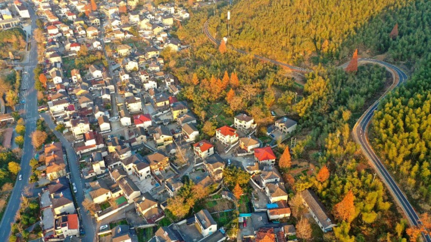 Photo taken on Dec. 4, 2021 shows Yucun village, Tianhuangping township, Anji county, Huzhou, east China's Zhejiang province. (Photo by Xie Shangguo/People's Daily Online)