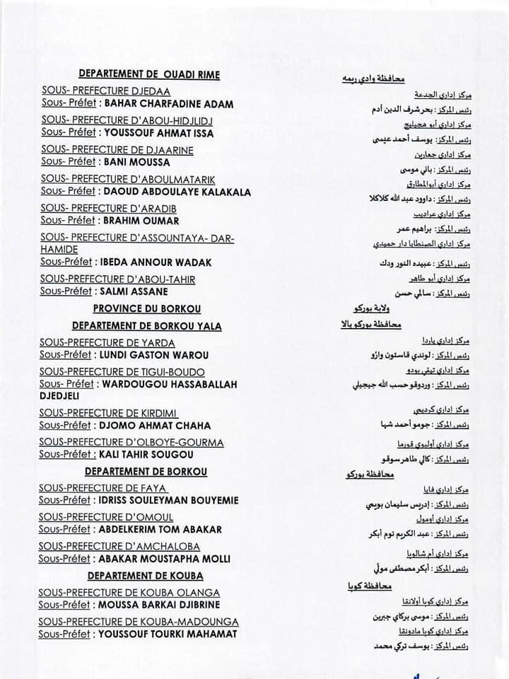 Tchad : vague de nomination des sous-préfets Tchad : vague de nomination des sous-préfets
