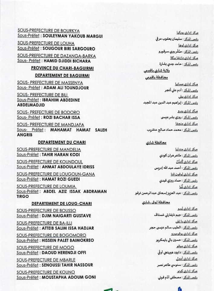 Tchad : vague de nomination des sous-préfets Tchad : vague de nomination des sous-préfets