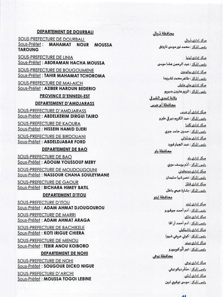 Tchad : vague de nomination des sous-préfets Tchad : vague de nomination des sous-préfets