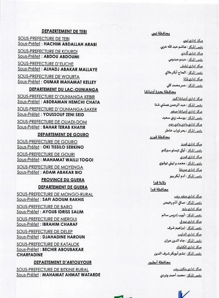 Tchad : vague de nomination des sous-préfets Tchad : vague de nomination des sous-préfets