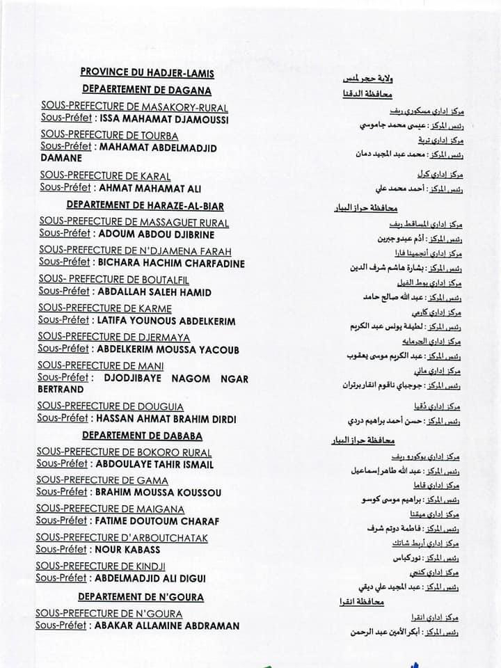 Tchad : vague de nomination des sous-préfets Tchad : vague de nomination des sous-préfets